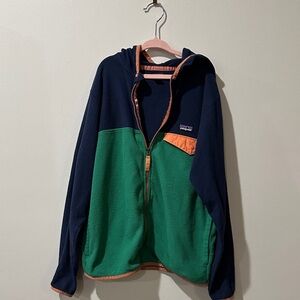 Patagonia Navy and Green Fleece Hoodie